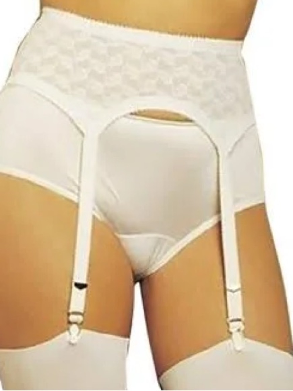 Vintage 1960’s size 38, White High-Waist Lace Garter Belt